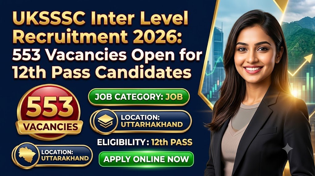 UKSSSC Inter Level Recruitment 2026: 553 Vacancies Open for 12th Pass Candidates