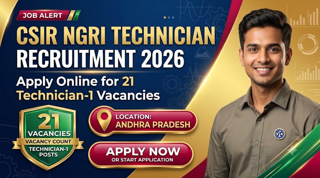 CSIR NGRI Technician Recruitment 2026: Apply Online for 21 Technician-1 Vacancies