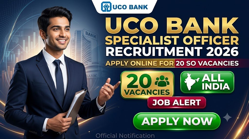 UCO Bank Specialist Officer Recruitment 2026: Apply Online for 20 SO Vacancies