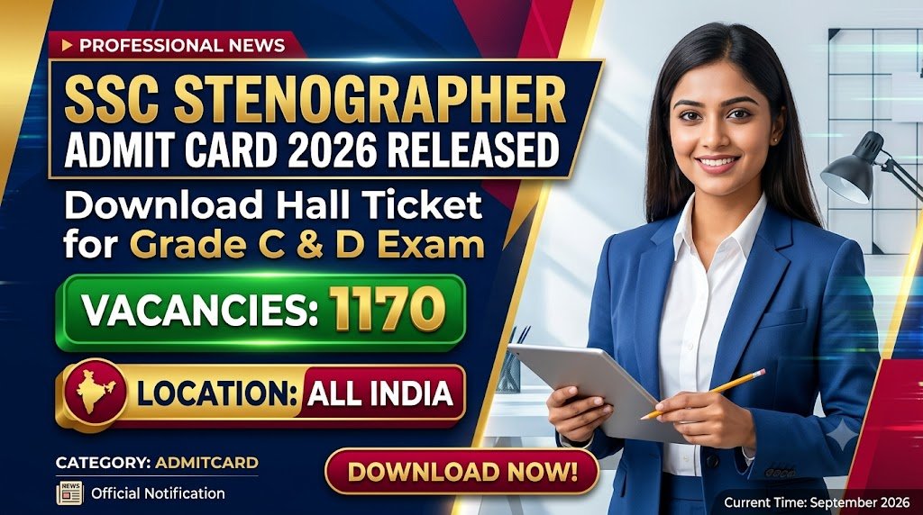 SSC Stenographer Admit Card 2026 Released: Download Hall Ticket for Grade C & D Exam