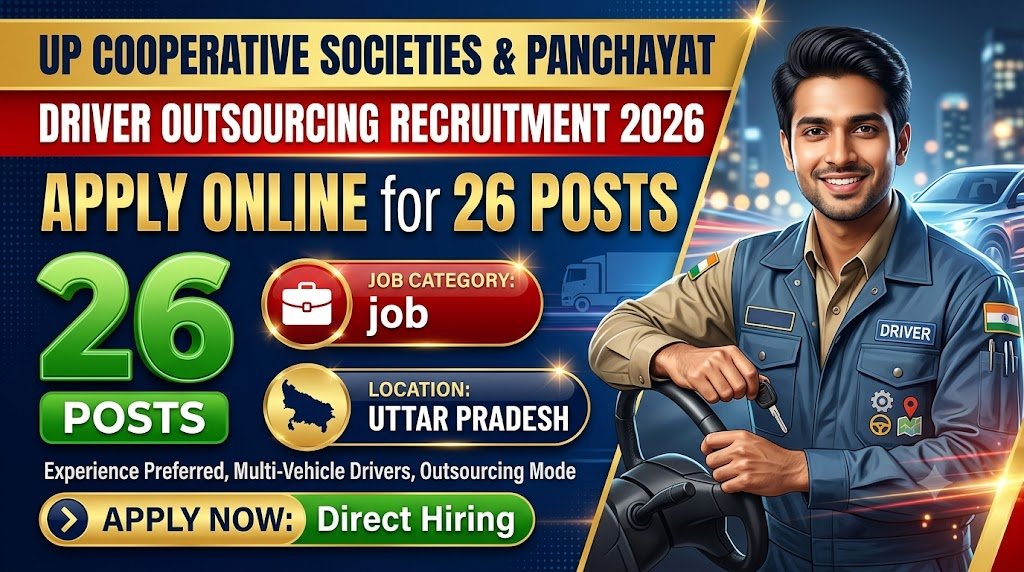 UP Cooperative Societies & Panchayat Driver Outsourcing Recruitment 2026 – Apply Online for 26 Posts