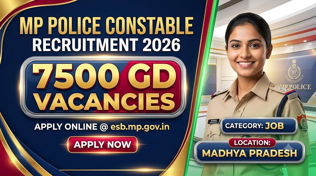 MP Police Constable Recruitment 2026: Apply Online for 7500 GD Vacancies @esb.mp.gov.in