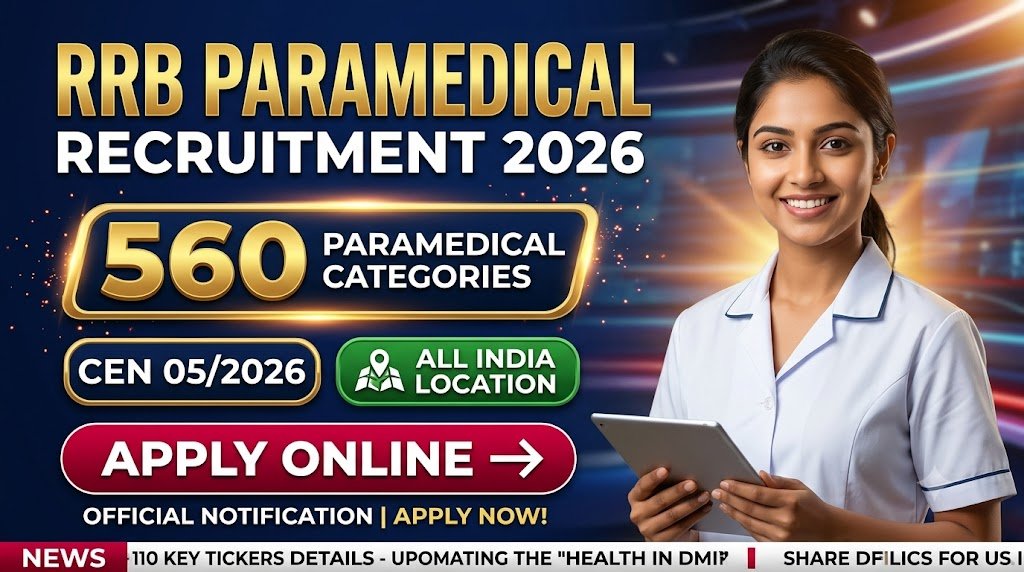 RRB Paramedical Recruitment 2026: Apply Online for 560 Paramedical Categories CEN 05/2026