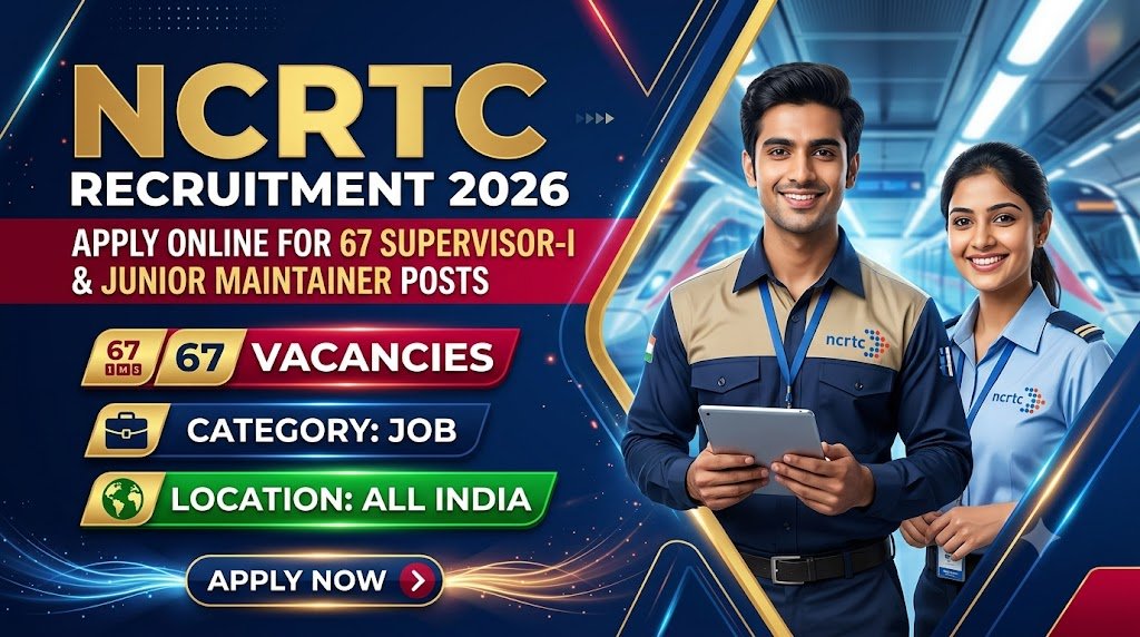 NCRTC Recruitment 2026: Apply Online for 67 Supervisor-I & Junior Maintainer Posts