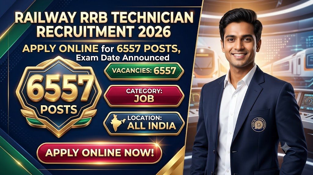 Railway RRB Technician Recruitment 2026: Apply Online for 6557 Posts, Exam Date Announced