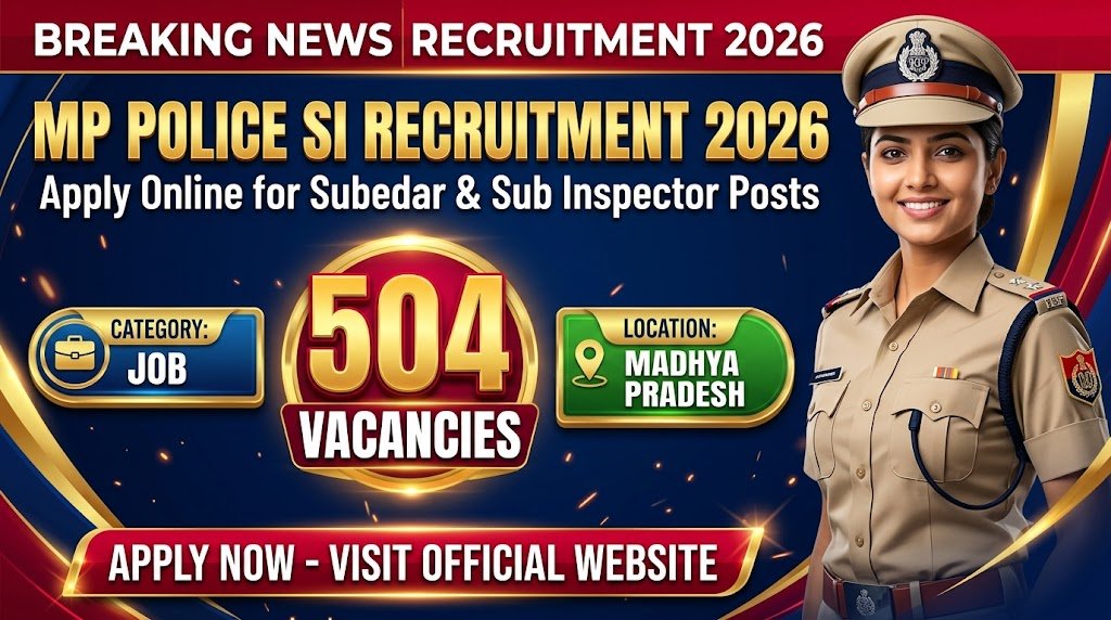 MP Police SI Recruitment 2026: Apply Online for 504 Subedar & Sub Inspector Posts