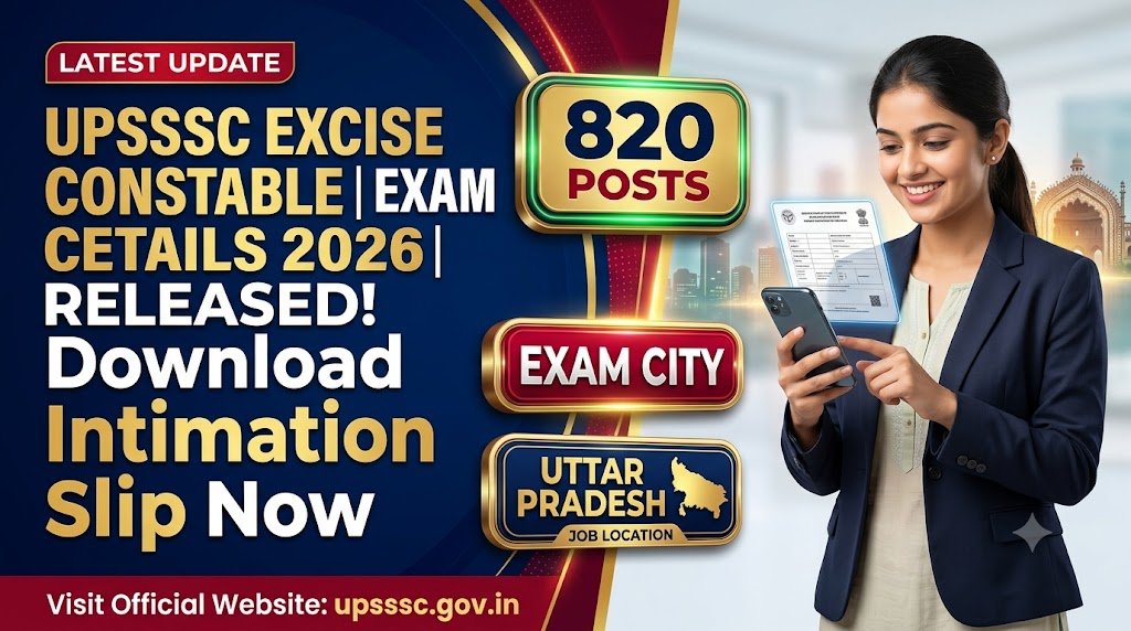 UPSSSC Excise Constable Exam City Details 2026 Released: Download Intimation Slip for 820 Posts