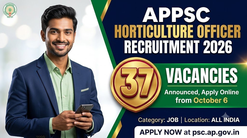 APPSC Horticulture Officer Recruitment 2026: 37 Vacancies Announced, Apply Online from October 6