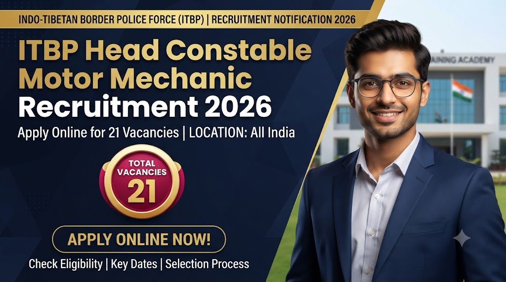 ITBP Head Constable Motor Mechanic Recruitment 2026: Apply Online for 21 Vacancies
