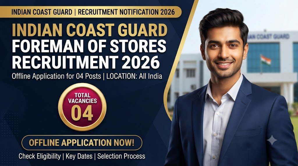 Indian Coast Guard Foreman of Stores Recruitment 2026: Offline Application for 04 Posts