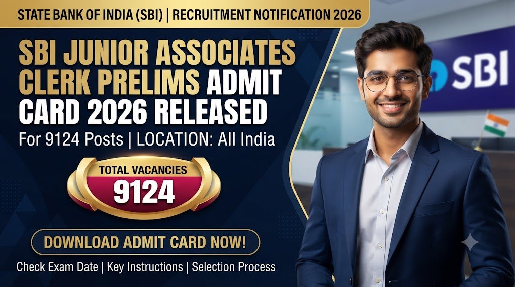 SBI Junior Associates Clerk Prelims Admit Card 2026 Released for 9124 Posts