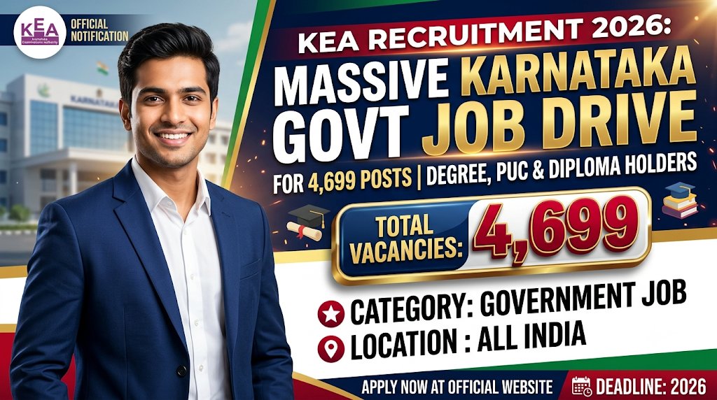 KEA Recruitment 2026: Massive Karnataka Govt Job Drive for 4,699 Degree, PUC & Diploma Posts