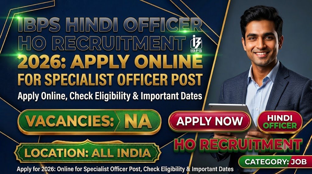 IBPS Hindi Officer HO Recruitment 2026: Apply Online for Specialist Officer Post, Check Eligibility & Important Dates