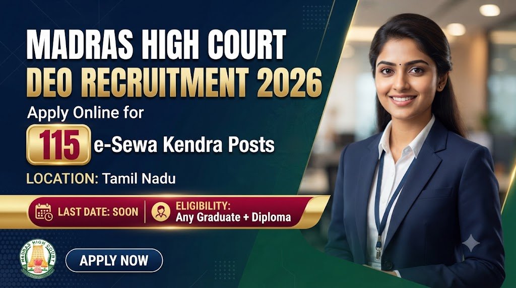 Madras High Court DEO Recruitment 2026: Apply Online for 115 e-Sewa Kendra Posts