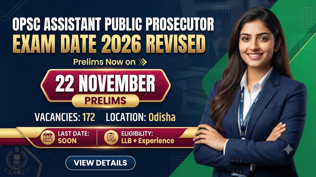 OPSC Assistant Public Prosecutor Exam Date 2026 Revised: Prelims Now on 22 November