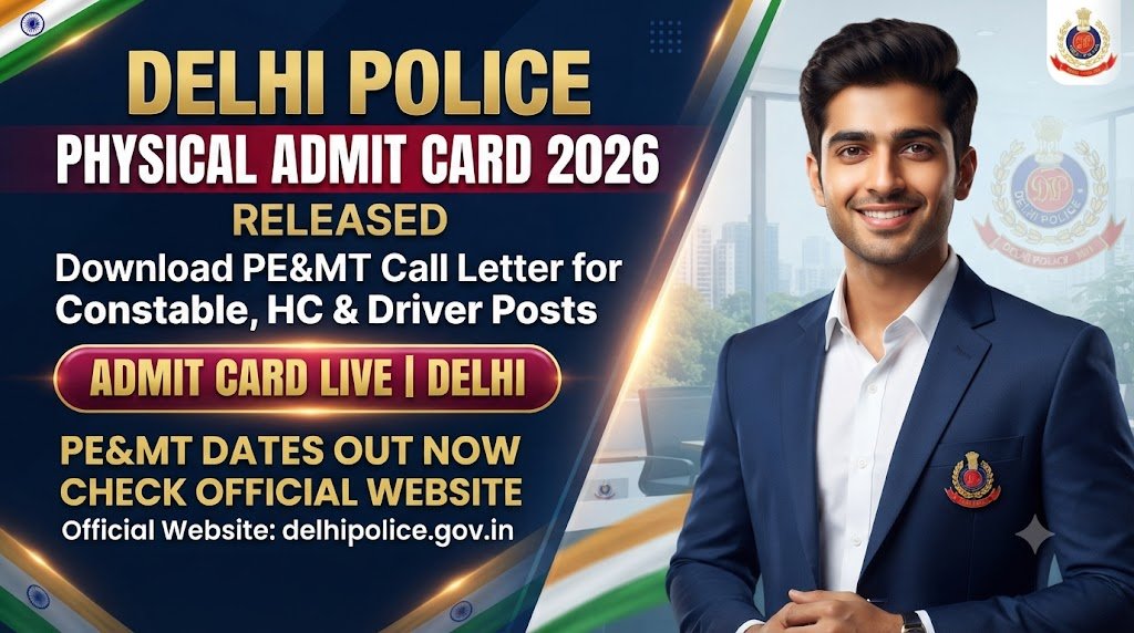 Delhi Police Physical Admit Card 2026 Released: Download PE&MT Call Letter for Constable, HC & Driver Posts