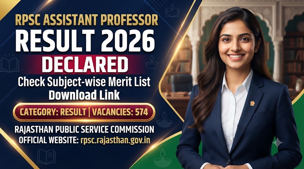 RPSC Assistant Professor Result 2026 Declared: Check Subject-wise Merit List & Download Link