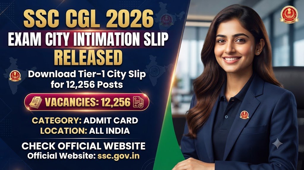 SSC CGL 2026 Exam City Intimation Slip Released: Download Tier-1 City Slip for 12,256 Posts