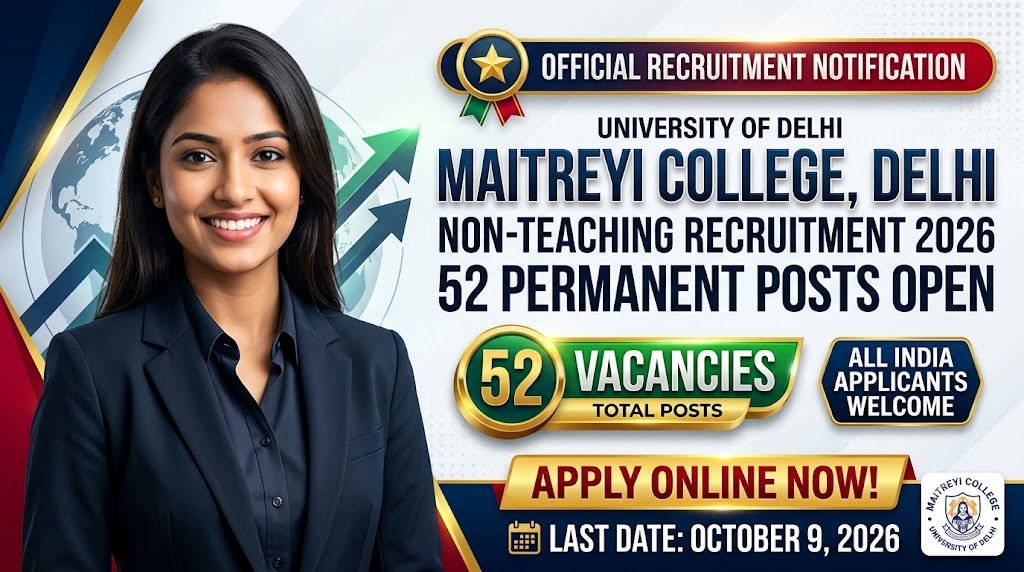 Maitreyi College Delhi Non-Teaching Recruitment 2026: 52 Permanent Posts Open, Apply Online Before October 9