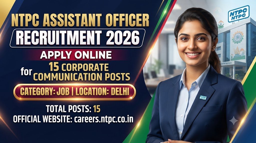 NTPC Assistant Officer Recruitment 2026: Apply Online for 15 Corporate Communication Posts