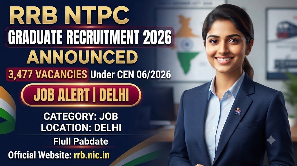 RRB NTPC Graduate Recruitment 2026: 3,477 Vacancies Announced Under CEN 06/2026