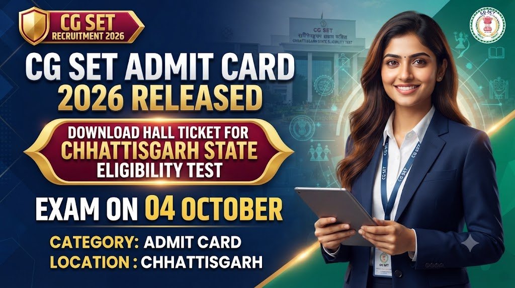 CG SET Admit Card 2026 Released: Download Hall Ticket for Chhattisgarh State Eligibility Test, Exam on 04 October