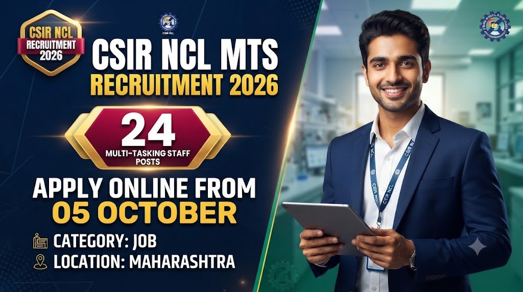 CSIR NCL MTS Recruitment 2026: Apply Online for 24 Multi-Tasking Staff Posts from 05 October
