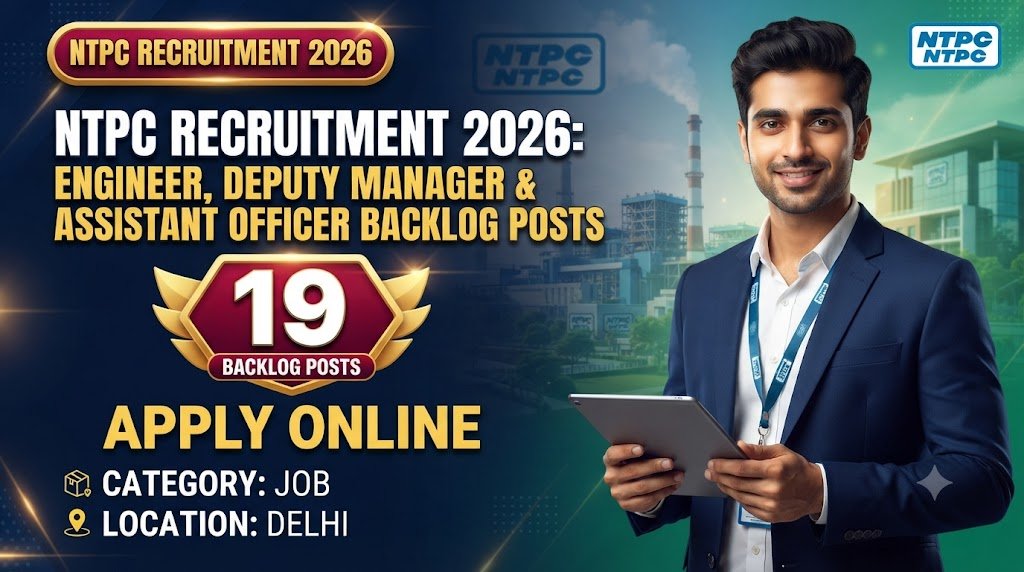 NTPC Recruitment 2026: Apply Online for 19 Engineer, Deputy Manager & Assistant Officer Backlog Posts