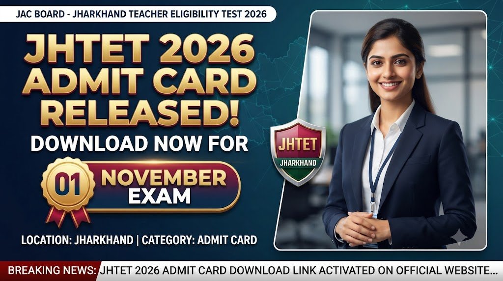Jharkhand TET JHTET 2026 Admit Card Released: Download Now for 01 November Exam
