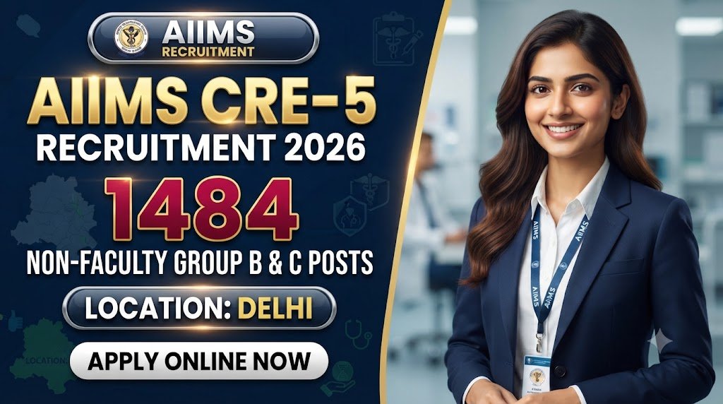 AIIMS CRE-5 Recruitment 2026: 1484 Non-Faculty Group B & C Posts, Apply Online