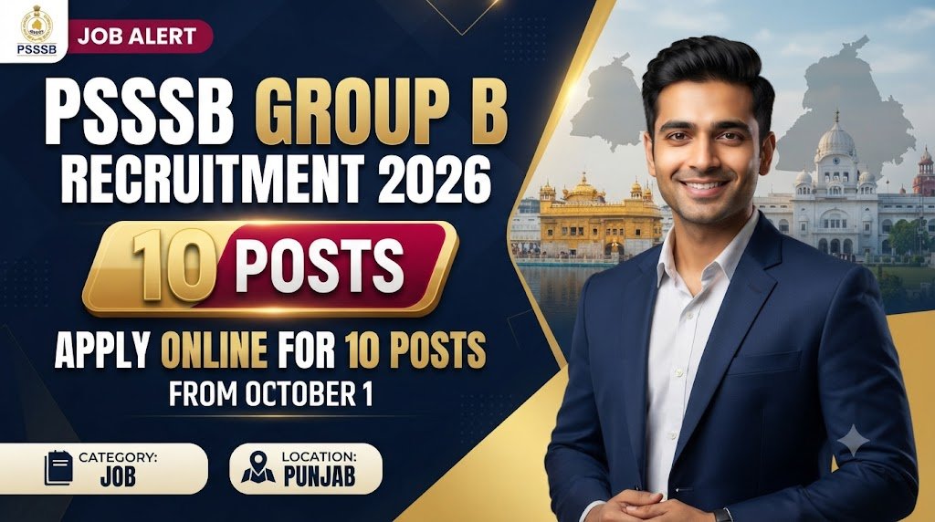 PSSSB Group B Recruitment 2026: Apply Online for 10 Posts from October 1