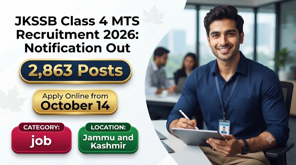 JKSSB Class 4 MTS Recruitment 2026: Notification Out for 2,863 Posts, Apply Online from October 14