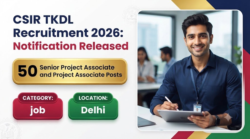 CSIR TKDL Recruitment 2026: Notification Released for 50 Senior Project Associate and Project Associate Posts