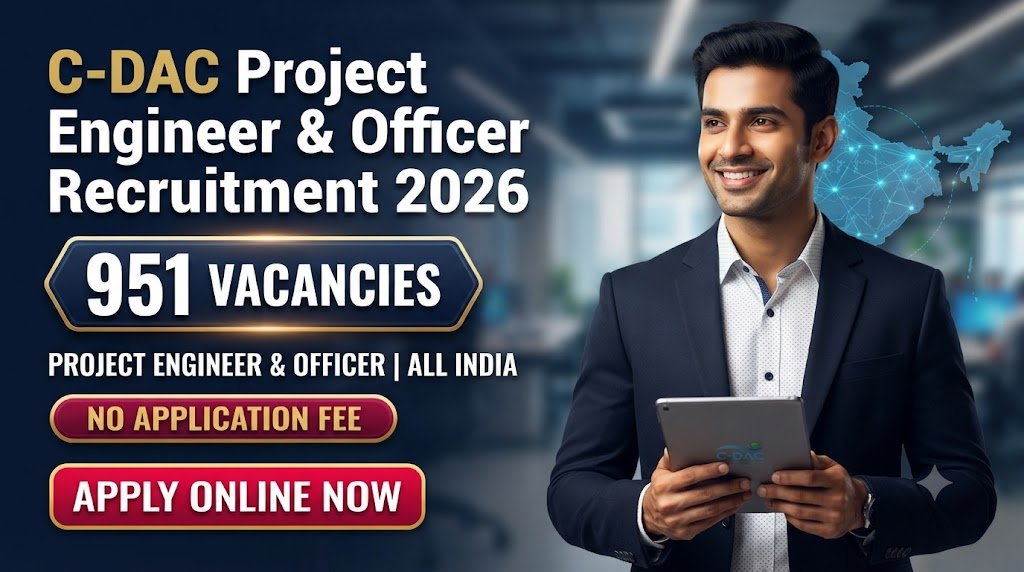 C-DAC Project Engineer & Officer Recruitment 2026: 951 Vacancies Open, No Fee, Apply Online