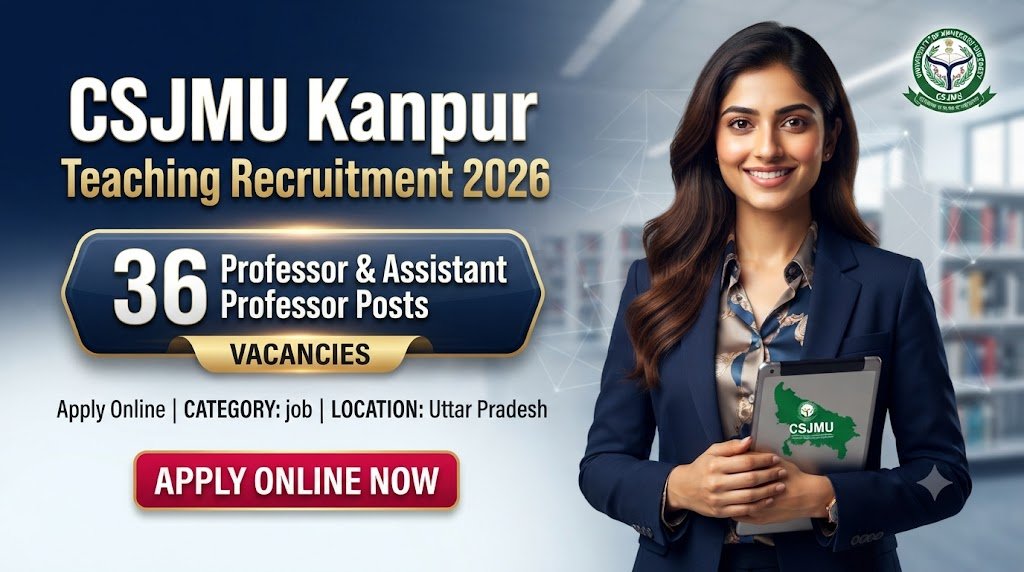 CSJMU Kanpur Teaching Recruitment 2026: Apply Online for 36 Professor & Assistant Professor Posts