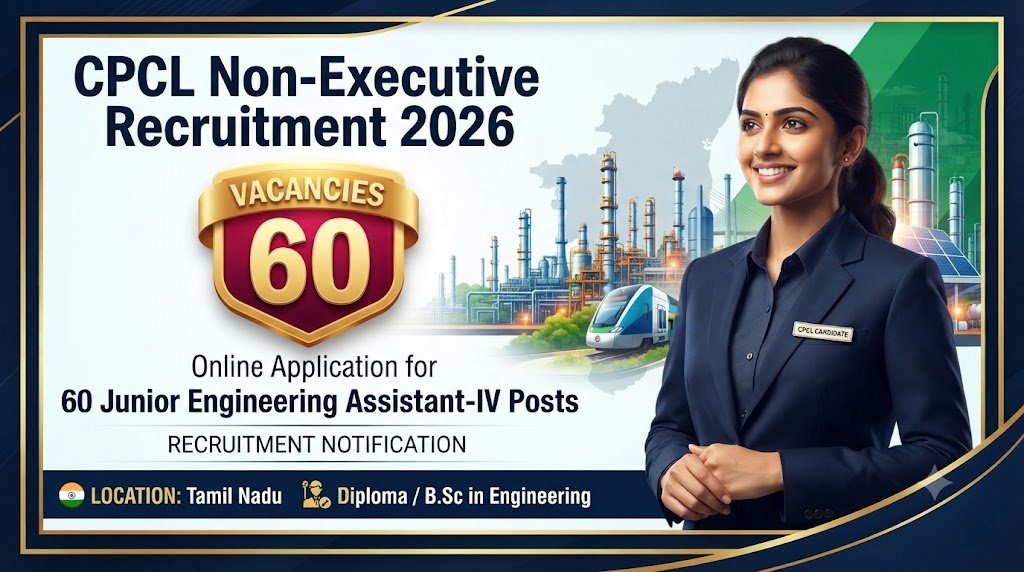 CPCL Non-Executive Recruitment 2026: Online Application for 60 Junior Engineering Assistant-IV Posts