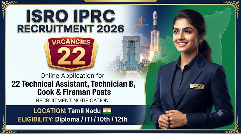 ISRO IPRC Recruitment 2026: Apply Online for 22 Technical Assistant, Technician B, Cook & Fireman Posts