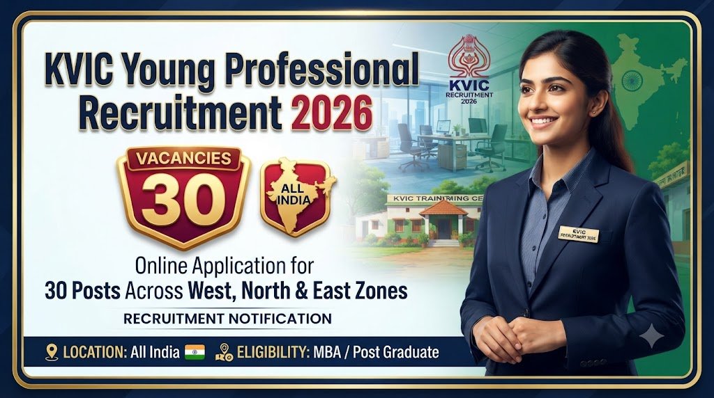 KVIC Young Professional Recruitment 2026: Online Application for 30 Posts Across West, North & East Zones