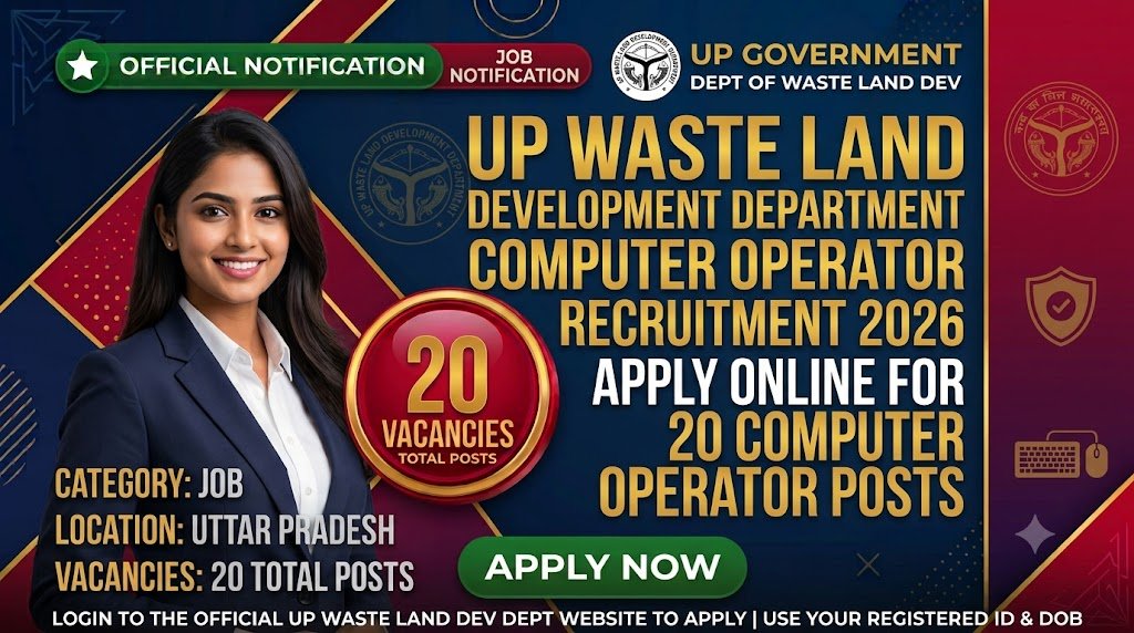 UP Waste Land Development Department Computer Operator Recruitment 2026: Apply Online for 20 Posts