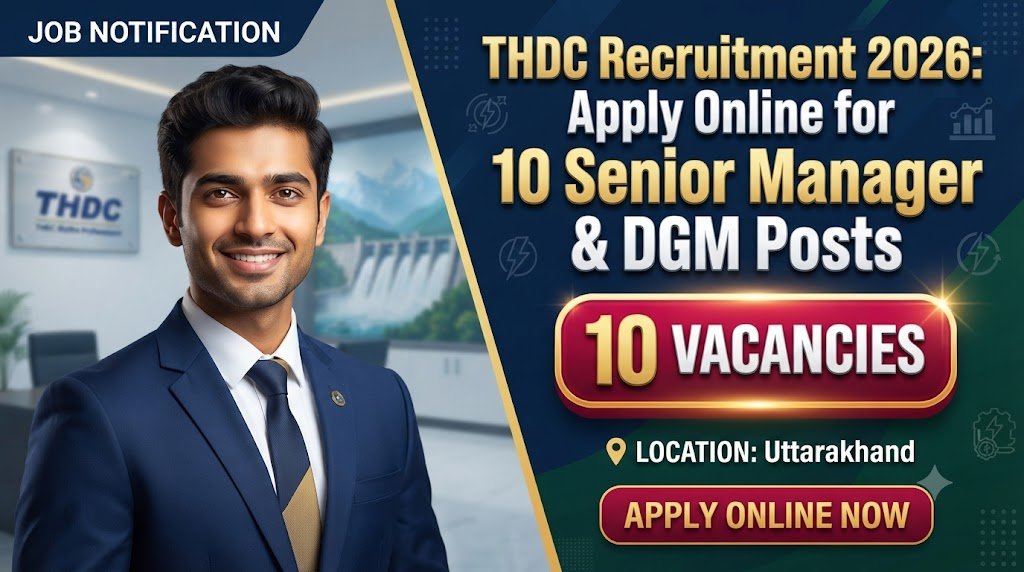 THDC Recruitment 2026: Apply Online for 10 Senior Manager & DGM Posts