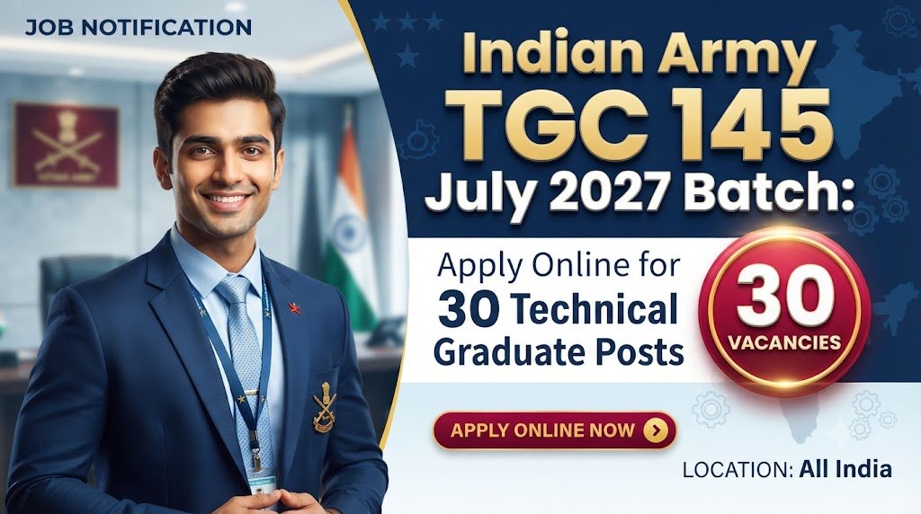 Indian Army TGC 145 July 2027 Batch: Apply Online for 30 Technical Graduate Posts