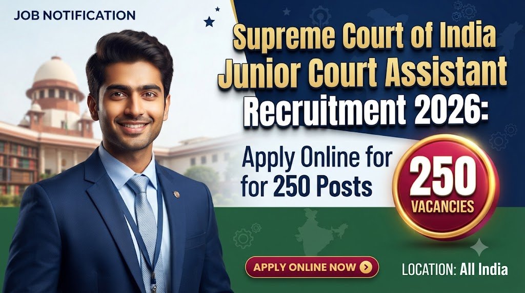 Supreme Court of India Junior Court Assistant Recruitment 2026: Apply Online for 250 Posts