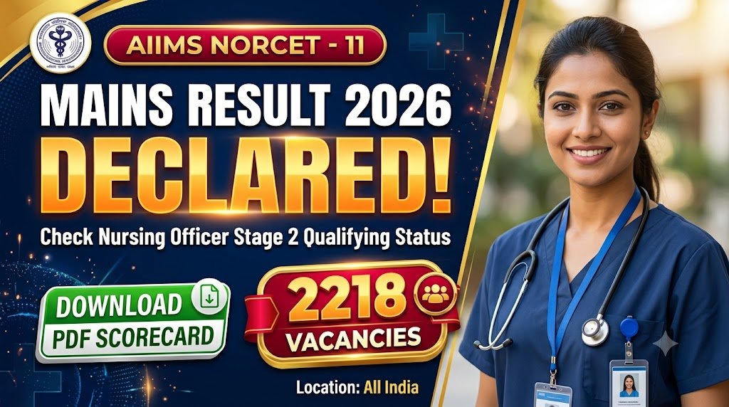 AIIMS NORCET 11 Mains Result 2026 Declared: Check Nursing Officer Stage 2 Qualifying Status, Download PDF Scorecard
