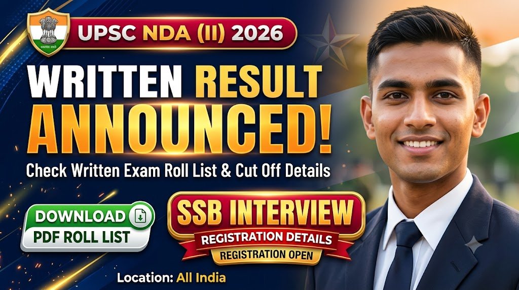 UPSC NDA 2 Result 2026 Announced: Check Written Exam Roll List, Download PDF, SSB Interview Registration & Cut Off Details