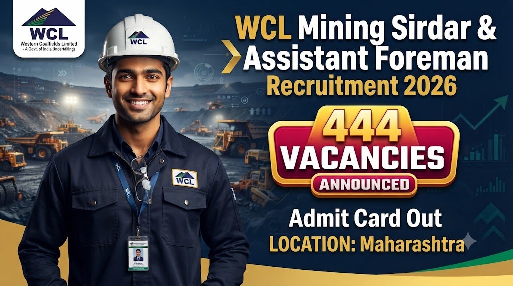 WCL Mining Sirdar and Assistant Foreman Recruitment 2026: 444 Vacancies Announced, Apply Online Soon