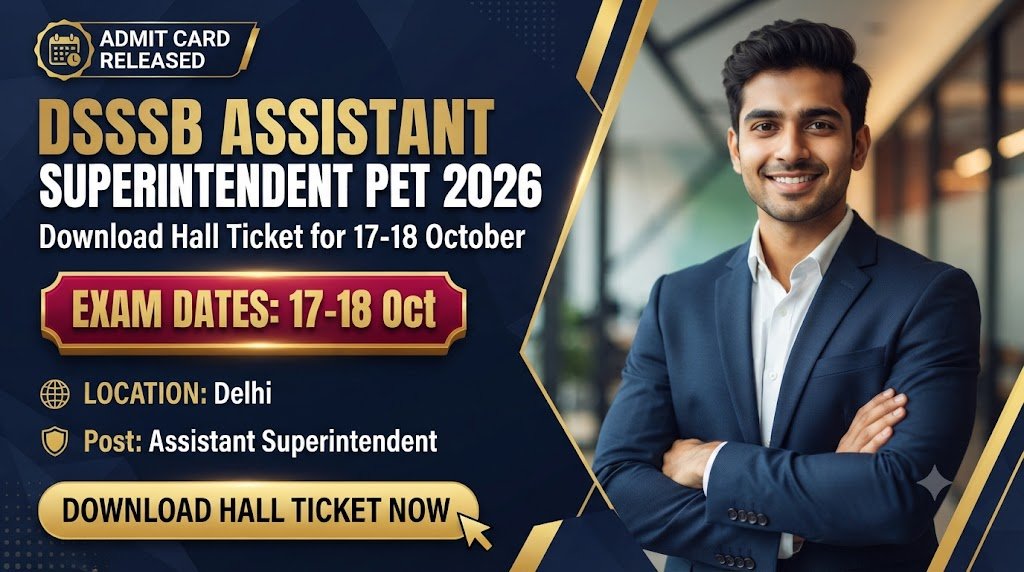 DSSSB Assistant Superintendent PET Admit Card 2026 Released: Download Hall Ticket for 17-18 October