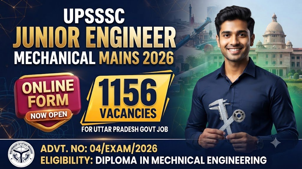 UPSSSC Junior Engineer Mechanical Mains 2026 Online Form for 1156 Vacancies