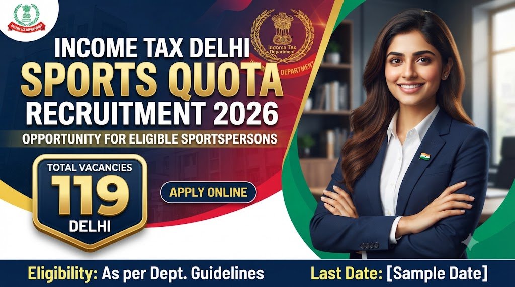 Income Tax Delhi Sports Quota Recruitment 2026: 119 Vacancies, Apply Online