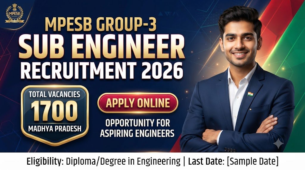MPESB Group-3 Sub Engineer Recruitment 2026: 1700 Vacancies, Apply Online