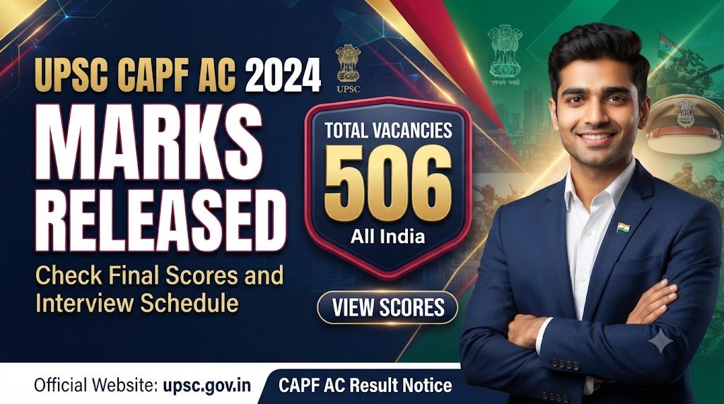 UPSC CAPF AC 2024 Marks Released: Check Final Scores and Interview Schedule